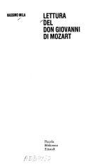 Copertina  Lettura del Don Giovanni di Mozart