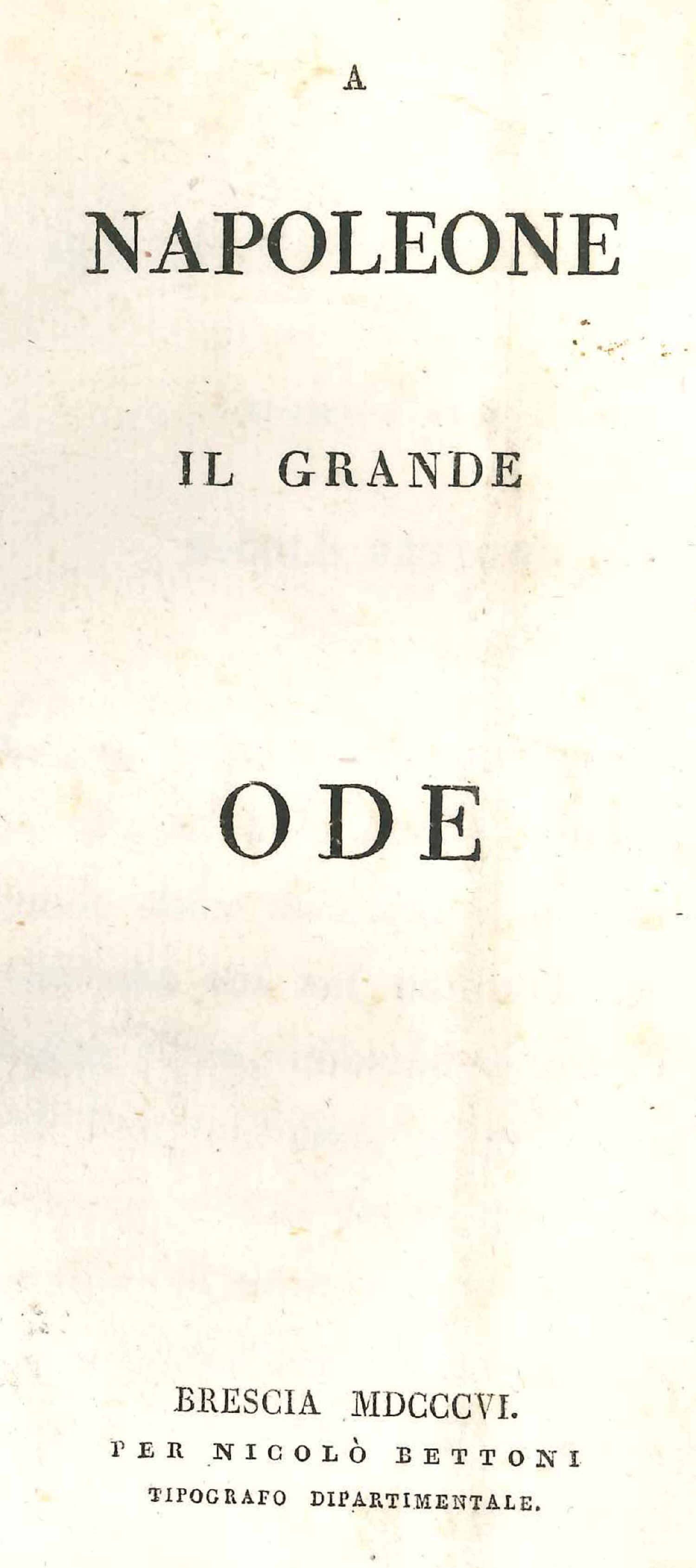 Copertina  A Napoleone il grande : ode