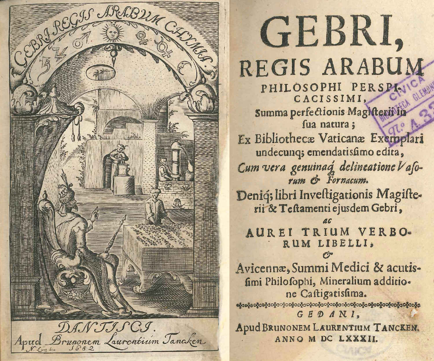 Copertina  Gebri, regis Arabum philosophi perspicacissimi, Summa perfectionis magisterii in sua natura, ex Bibliothecae Vaticanae exemplari undecunque emendatissimo edita, cum vera genuinaque delineatione vasorum & fornacum : denique libri investigationis magisterii & testamenti ejusdem Gebri, ac aurei trium verborum libelli, & Avicennae ... mineralium additione castigatissima