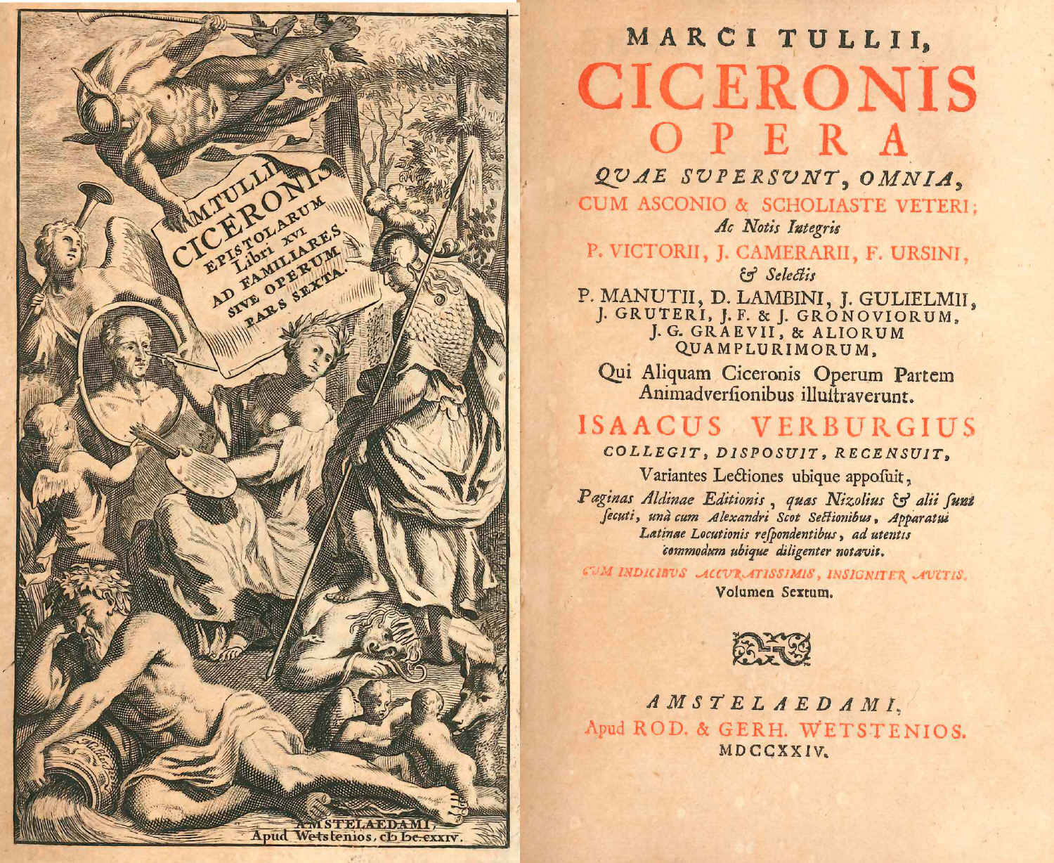 Copertina  Marci Tullii, Ciceronis Opera quae supersunt, omnia : cum Asconio & Scholiaste veteri; ac notis integris P. Victorii, J. Camerarii, F. Ursini, & selectis P. Manutii, D. Lambini, J. Guglielmi, J. Gruteri, J. F. & J. Gronoviorum, J. G. Graevii, & aliorum quamplurimorum, qui aliquam Ciceronis operum partem animadversionibus illustraverunt