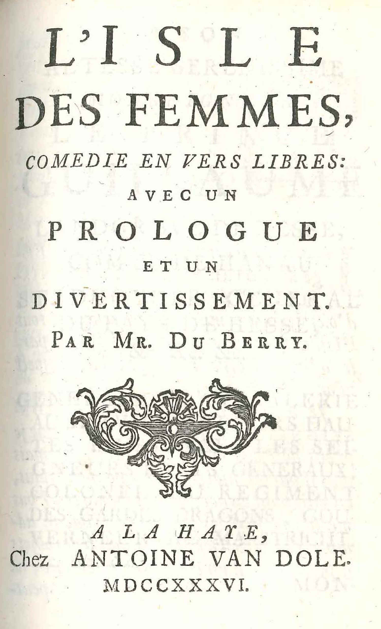 Copertina  L'isle des femmes : comedie en vers libres : avec un prologue et un divertissement