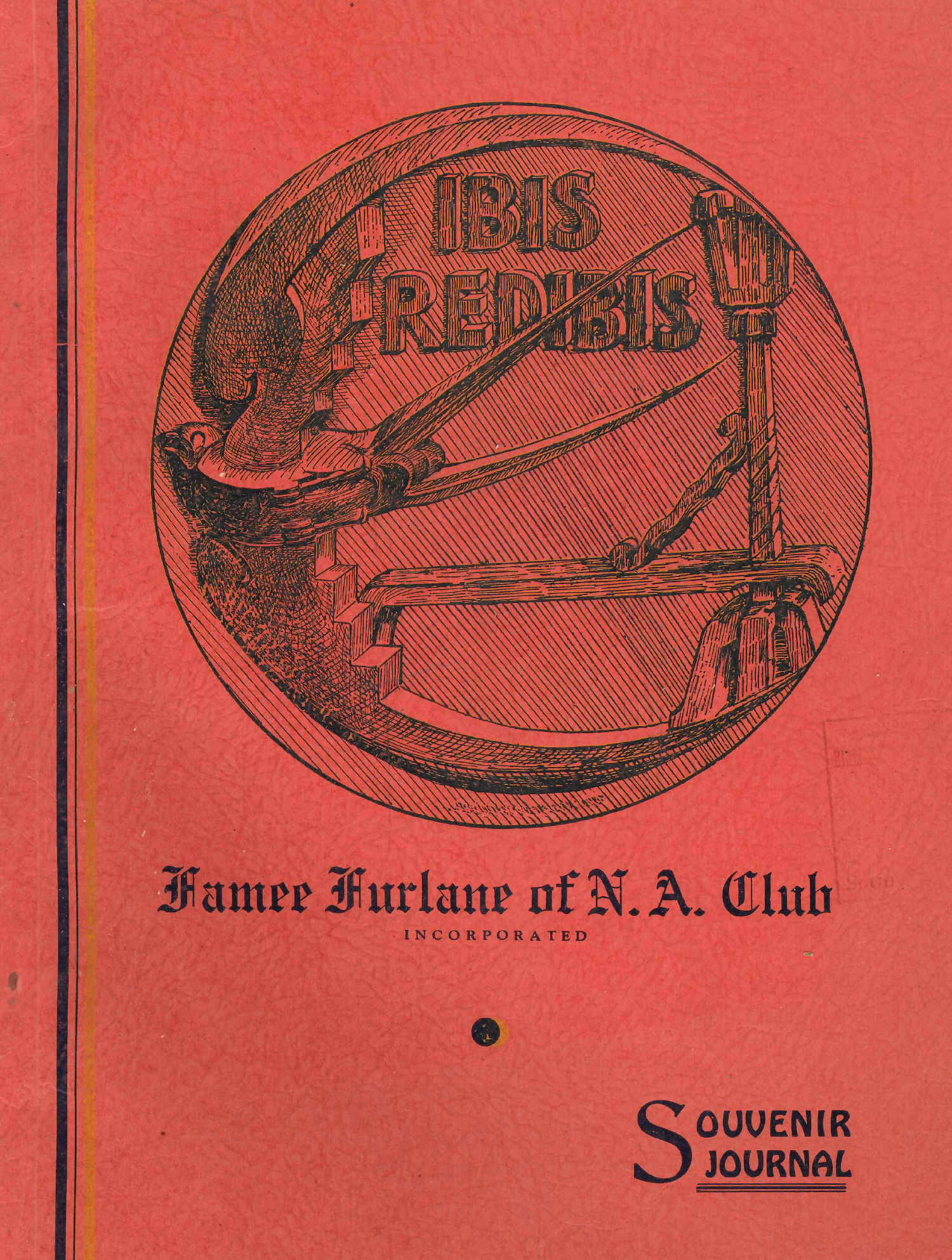 Copertina  Grand annual ball tendered by Famee Furlane of N.A. club inc., under the high Patronage of the Italian Royal Consul comm. Gaetano Vecchiotti : Central opera House : saturday eve. april 9th, 1938 : souvenir journal